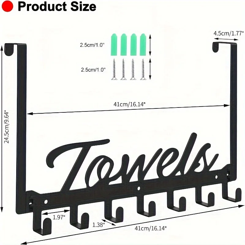 Heavy Duty 7-Hook Over-The-Door Organizer-Sturdy Space-Saving Rack for Bath, Bedroom, Kitchen & Pool-Mountable, Holds Towels