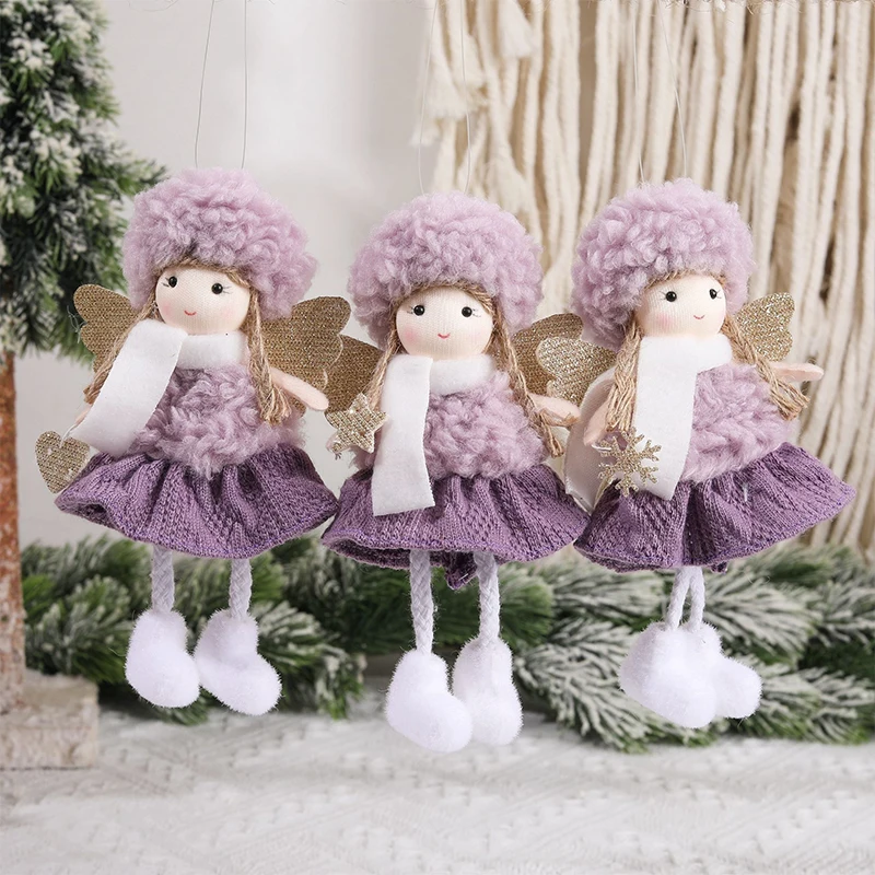 

Cute Purple Plush Angel Pendant 2024 New Year Xmas Tree Decor Plush Hanging Pendant Christmas Ornament 2023 Navidad Party Decor