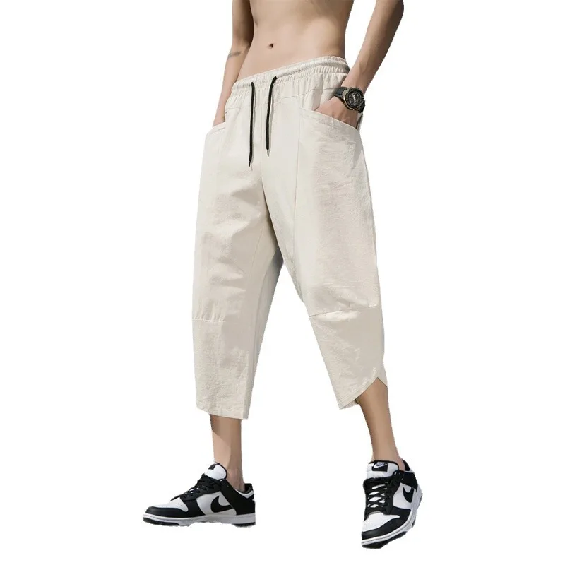 Mens Summer Wide Leg Casual Trousers