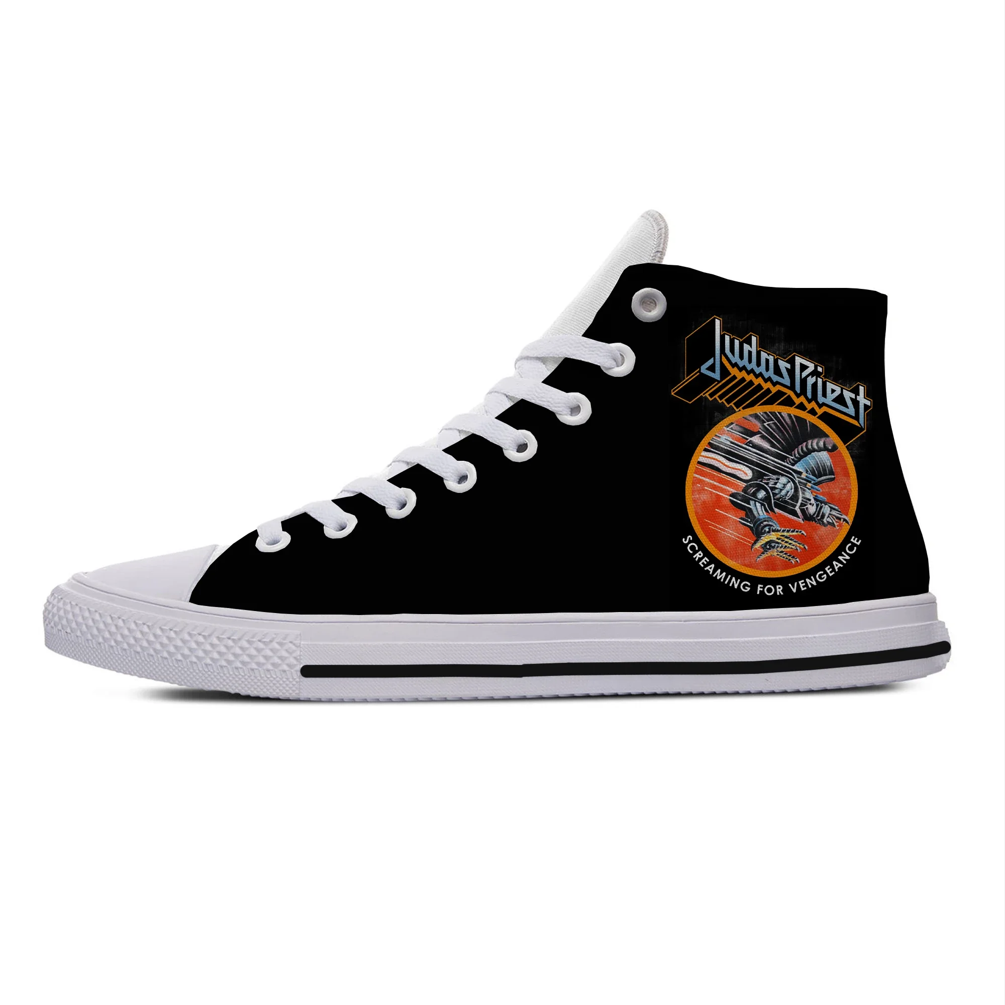 Hot Cool Summer Judas Priest Rock Band Metal Novelty Design High Top Canvas Shoes Men Women Casual Sneakers Latest Board Shoes