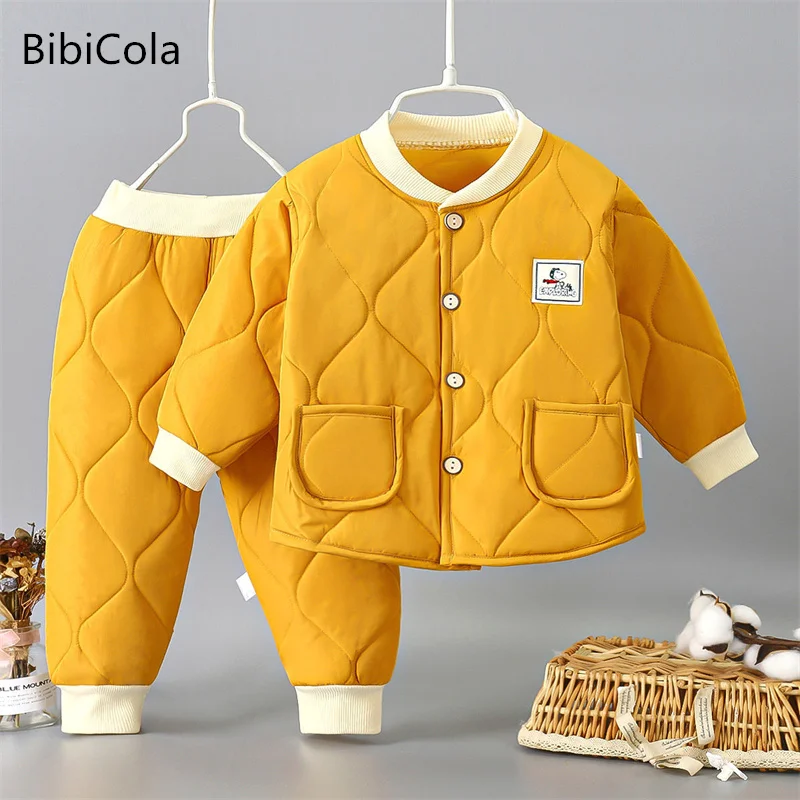 

Boys and girls autumn and winter new cotton clothes suits baby outdoor 2 pieces set 1-5 years old childrens cotton clothes
