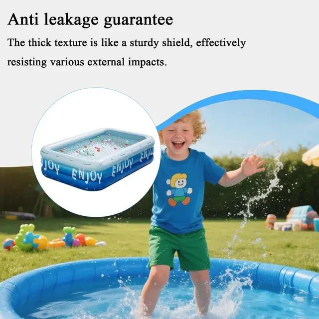 Blow Up Pool Inflatable Swimming Kiddie Pool For Adults Stable Rectangular Tube Toys Accessories Activities For Men Women Family 3