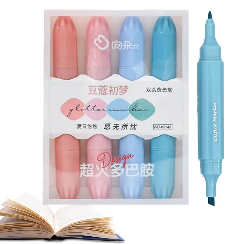 

4PCS Pastel Highlighters Set Mild Color Text Markers Double Sided Highlighter For Organizing And Coloring