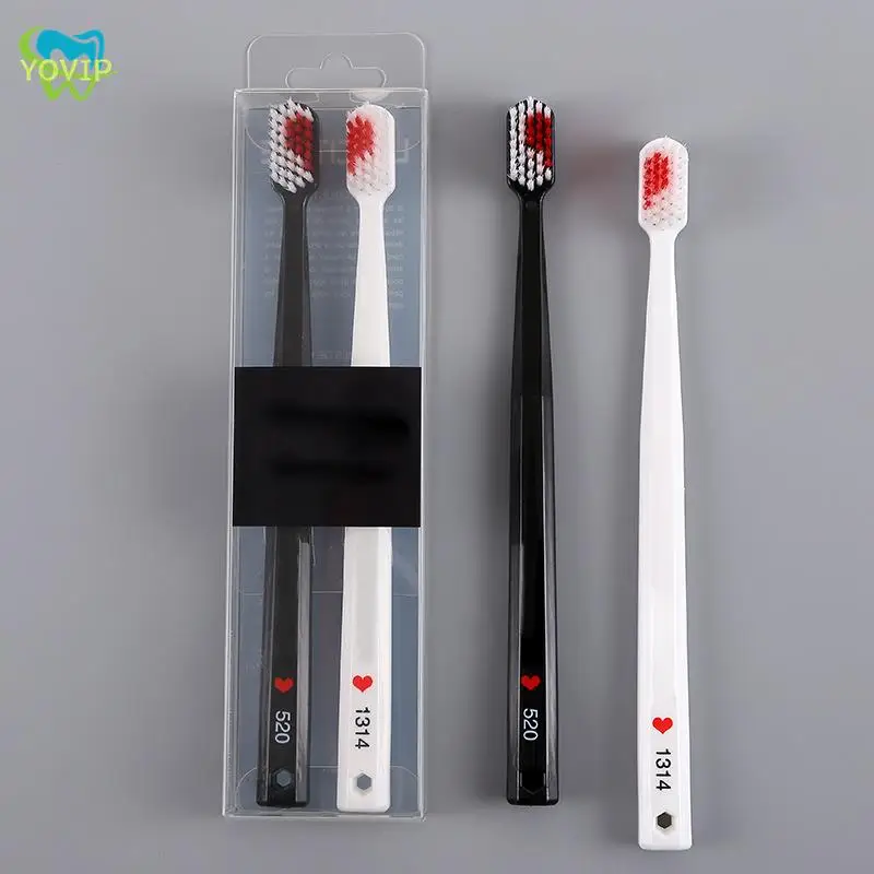 1 쌍 커플 칫솔, 성인용 블랙 화이트 심플한 하트 칫솔, 부드러운 강모 칫솔, 결혼 선물