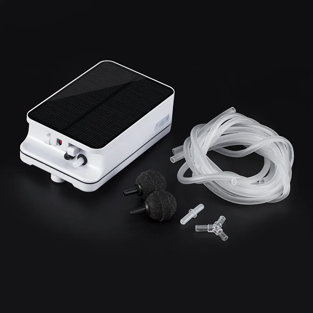 5V Solar Powers Chargings Oxygenator Fish Tanks Aquarium Air Pump Fishing Oxygen Pump Aerator with Air Stones 2