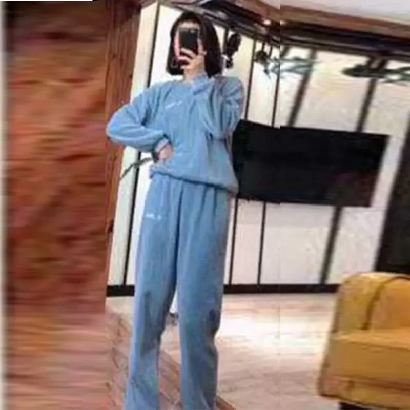 Women's Winter Pajamas Set Coral Fleece Home Set Thick Keep Warm Loose Korean Soft Men's and Women's Pajamas Set