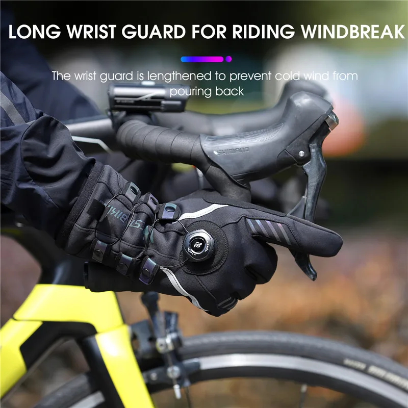 WEST BIKING Autumn&Winter Cycling Gloves Warm Self-locking Bike Gloves Waterproof Touch Screen Skiing Gloves Outdoor Motor Gear