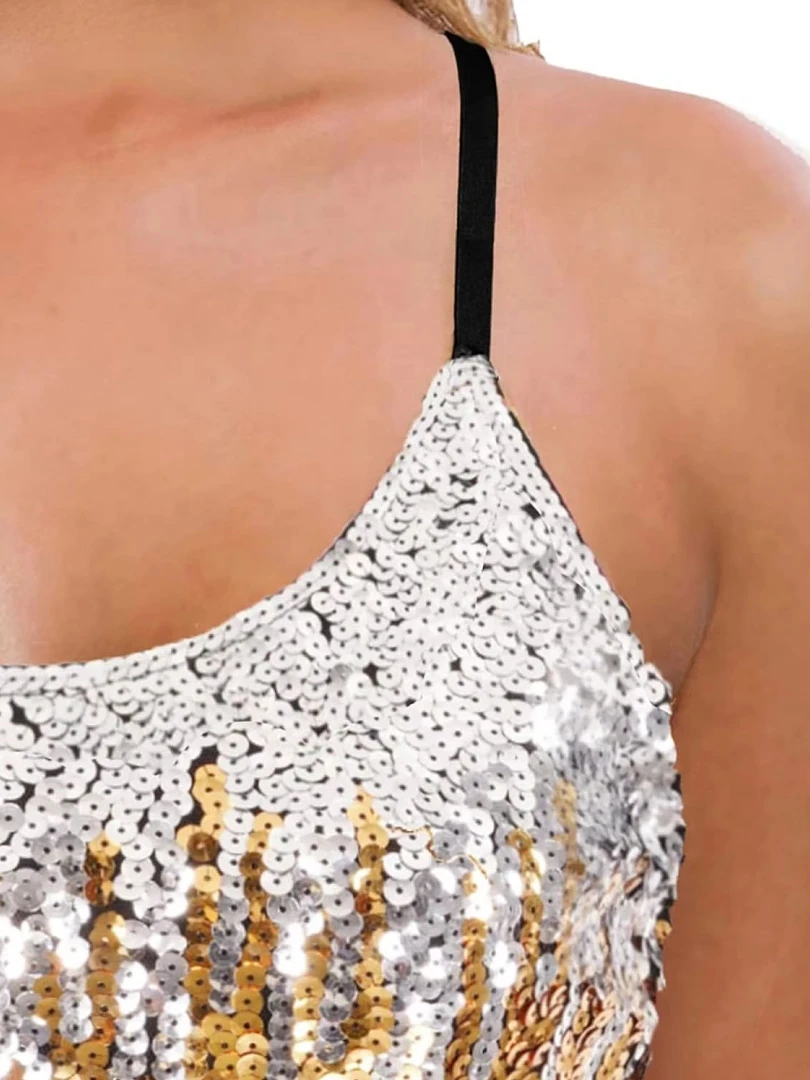 IN'VOLAND Top Con Paillettes Taglie Forti - Canotta Glitter Senza Maniche, Scollo Rotondo, 5 Colori, Per Donne Curvy (16W-24W)