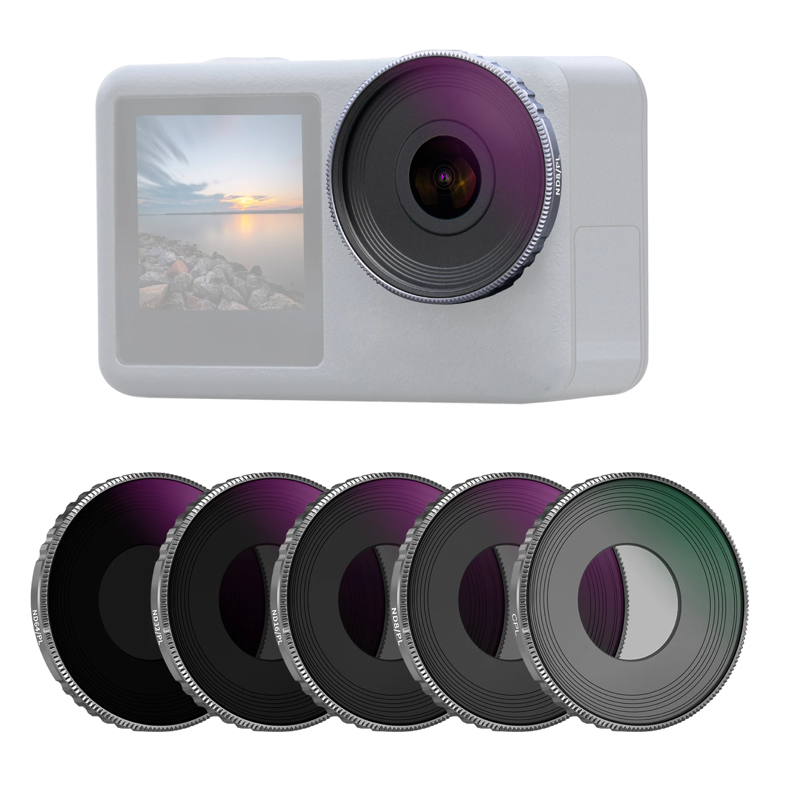 

NEEWER ND/CPL набор фильтров совместим с DJI Osmo Action 3, HD Оптическое стекло ND8/PL + ND16/PL + ND32/PL + ND64/PL + CPL фильтр