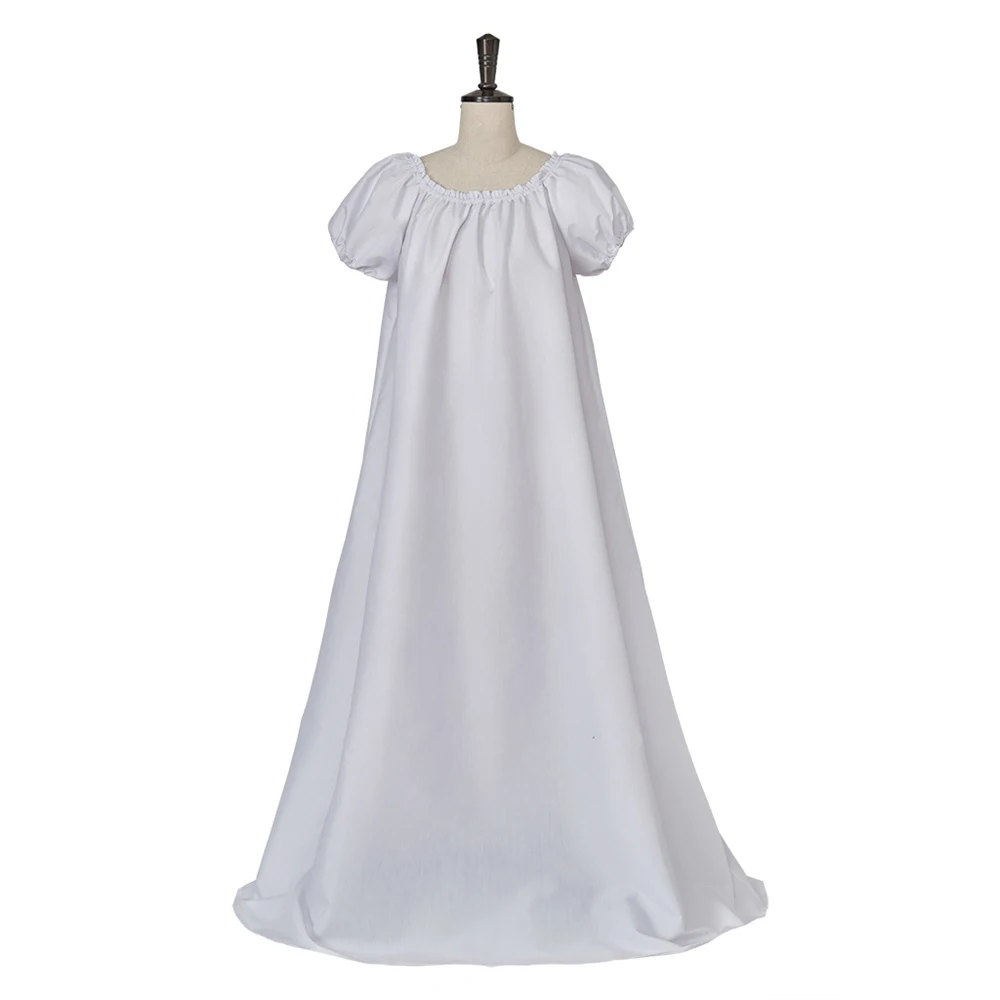 

Regency Era White Ball Gown Medieval Victorian Tudor Princess Holiday Dress High Waist Tea Party Costume