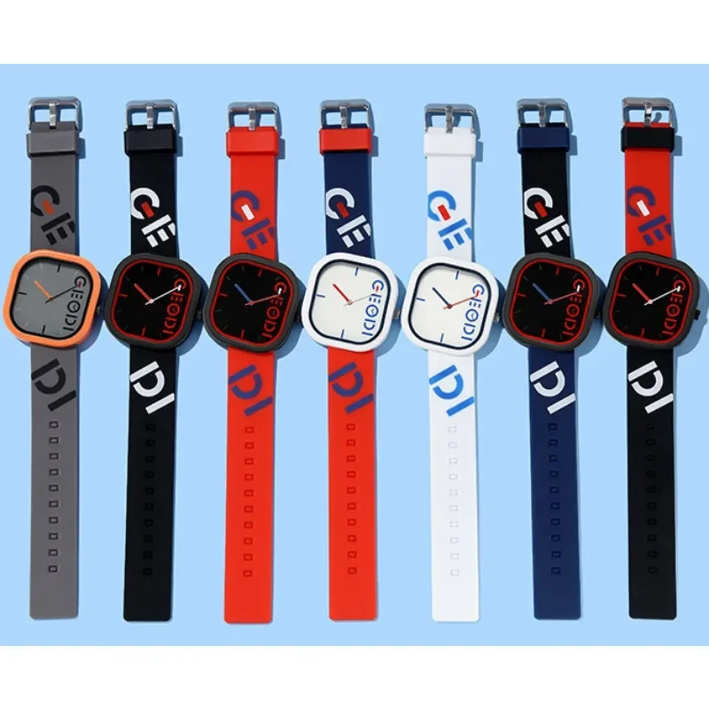 Student Sports Watch Irregular Square Dial Silicone Bands Fashion Men Quartz Watches Waterproof Women Clock Relojes Para Mujer