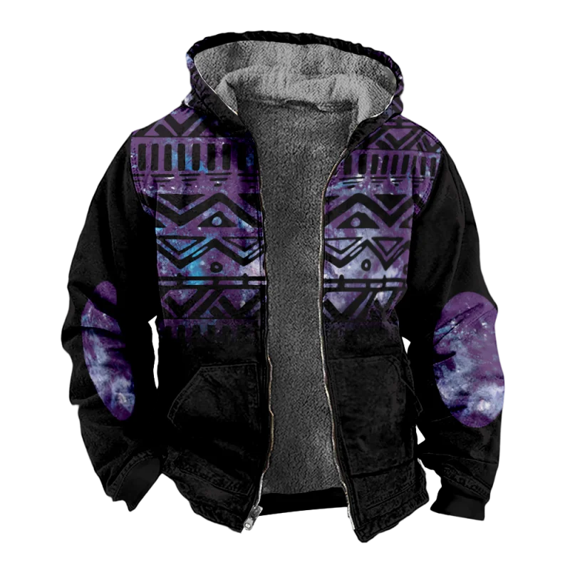 New Totem Italian Cotton Coat Hooded Sweater Casual Print Long Sleeve Zipper Sweater Thick Cotton Coat Autumn and Winter a13