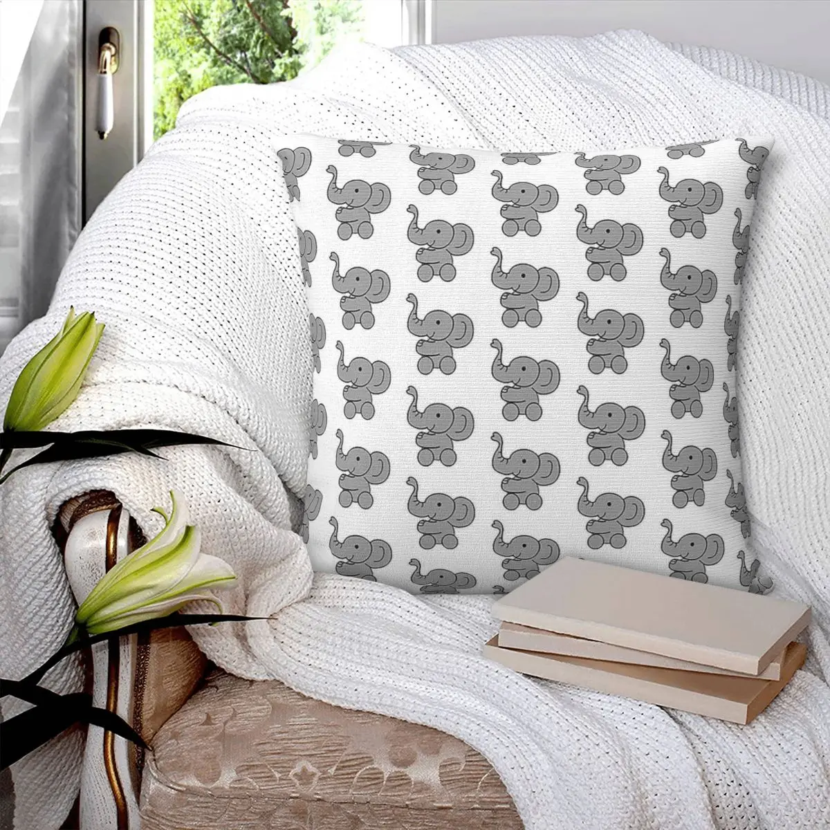 

Elephant Square Pillowcase Pillow Cover Polyester Cushion Decor Comfort Throw Pillow for Home Sofa
