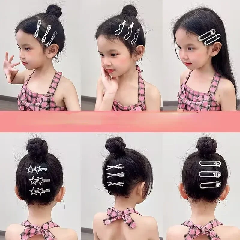 Hair Clips 3pcs/set Metal Geometric Barrettes Elegant Hair Claw Crab Hollow Out Hairpin Women Girl Accessories