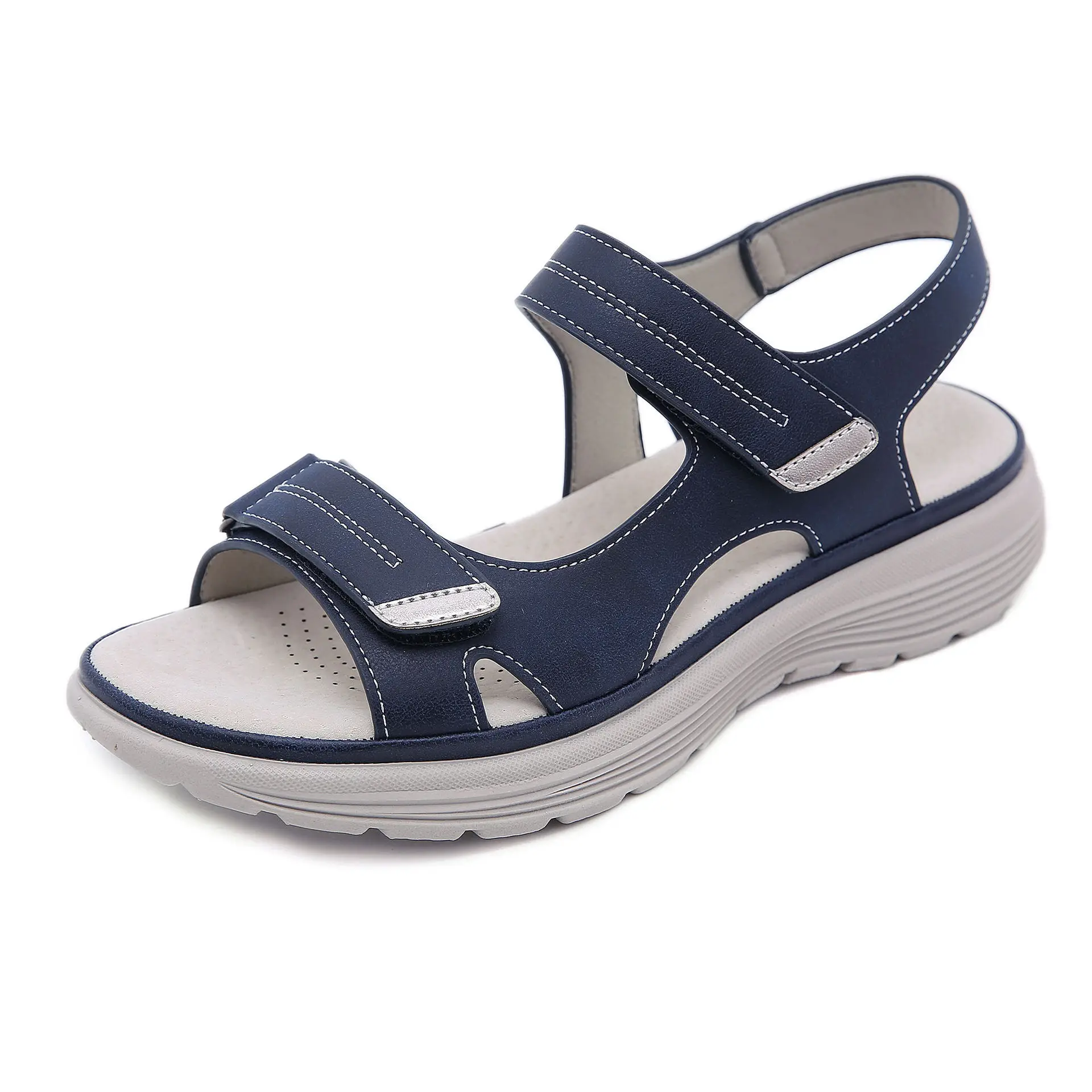 

Summer 2023 New Pu Leather Sandals Women Open Toe Wedge Large Size Sandal For Women