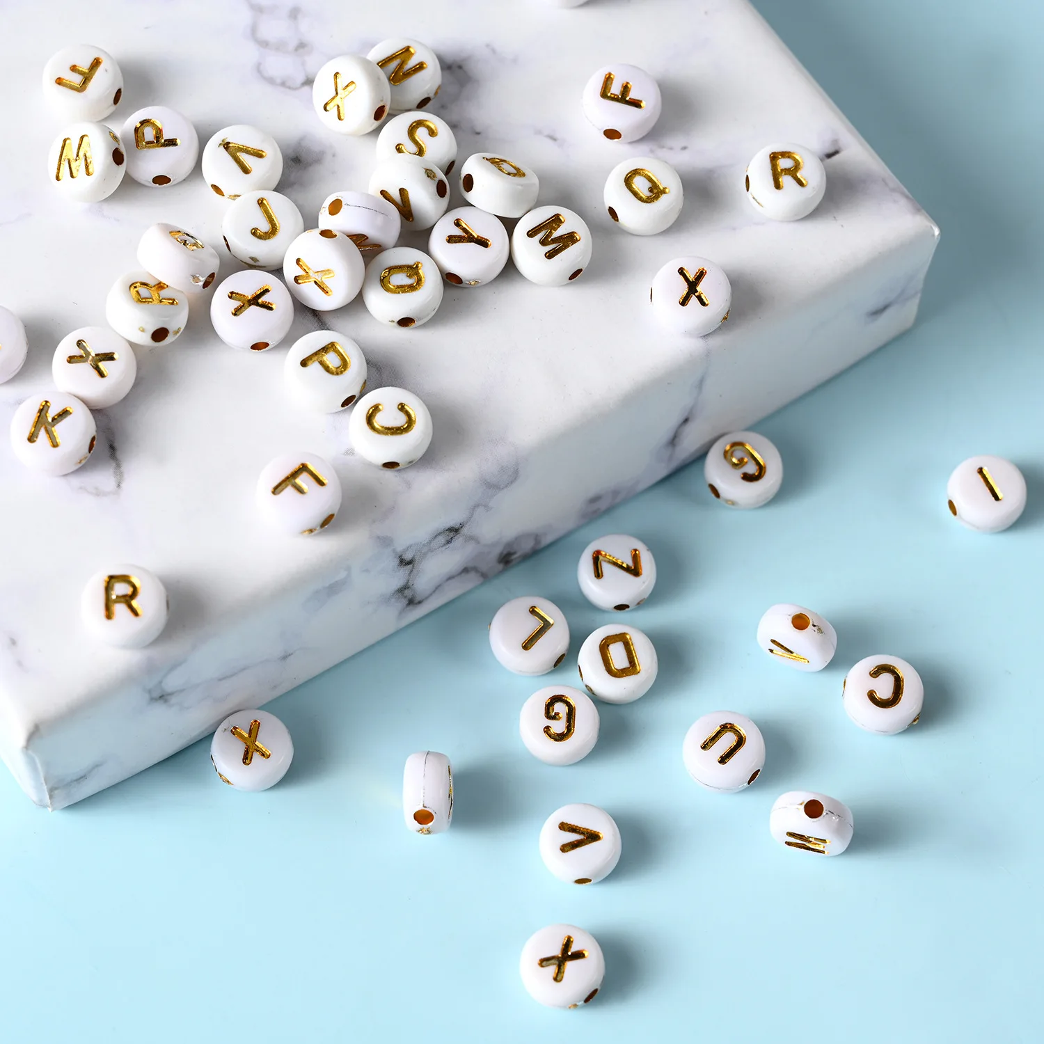 Gold Printed Letters Bead 4x7mm Acrylic Loose Alphabet Spacer Beads for Handmade DIY Necklace Bracelet Jewelry Making Wholesale