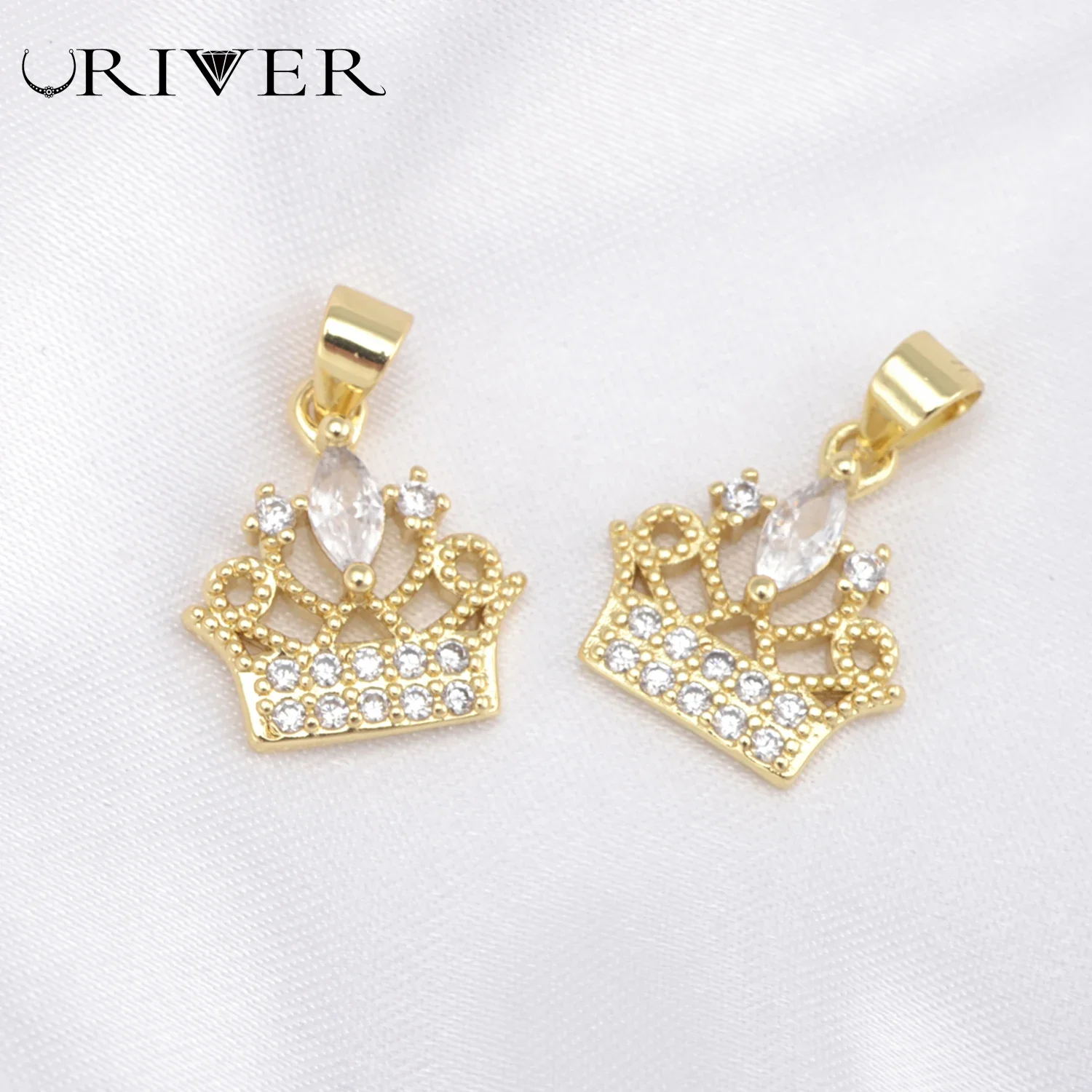 

Crown Pendant for Necklace Earring Making Findings Angel Coffee Cup Amulet Charms Crystal Zirconia DIY Jewelry Bulk Wholesale