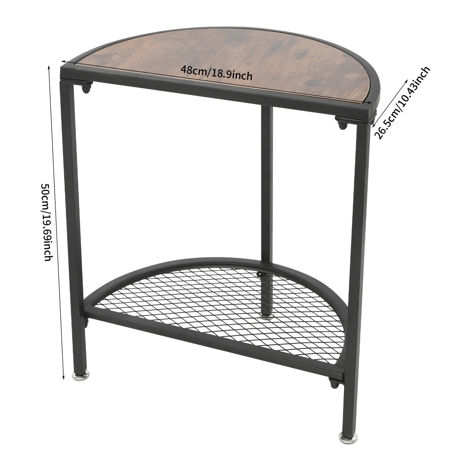 2-stufiger kleiner Beistelltisch, Halbmond-Beistelltische, Wohnzimmer, einzigartiges Bett, Nachttisch für Zuhause, Balkon – Detail 11