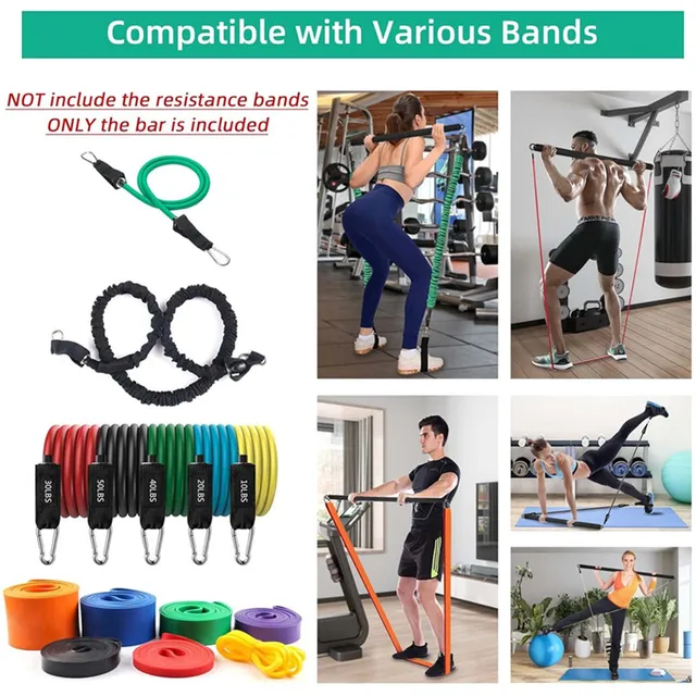 Multi Functional Portable Weighted Exercise Pilates Bar Non-slip Yoga Resistance Bar Stick with Beginner Workout Equipment 6