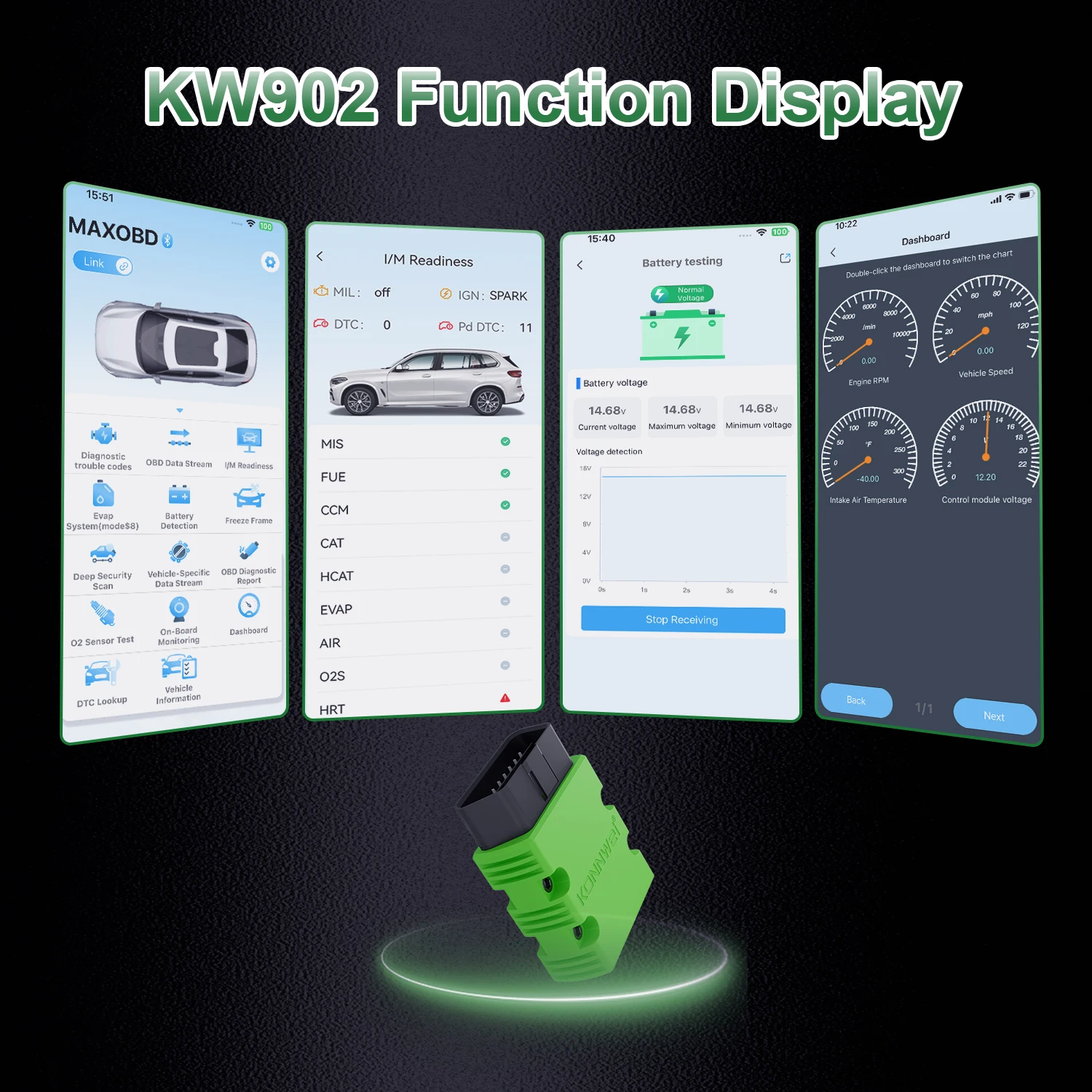 KONNWEI KW902 ELM327 V1.5 블루투스 5.0 OBD2 스캐너 ELM 327 PIC18F25K80 엔진 점검 차량 스캐너 OBD 2 진단 코드 리더