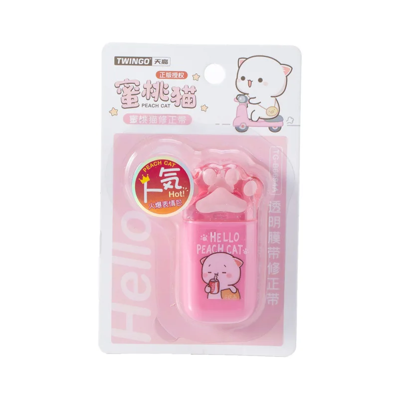 Correction Tape 5mm*6m Kawaii Peach Cat White Out School Office Supplies