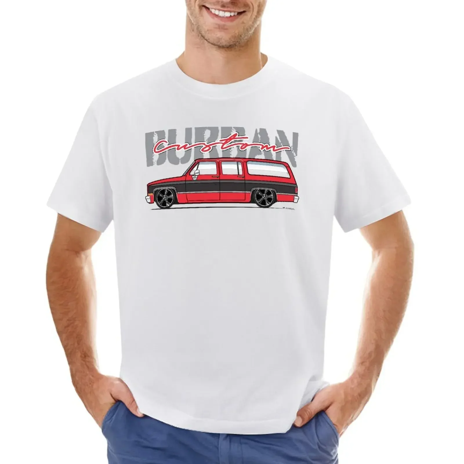 

RED AND BLACK CUSTOM BURBAN T-shirt hippie clothes plus size tops funnys clothes for men