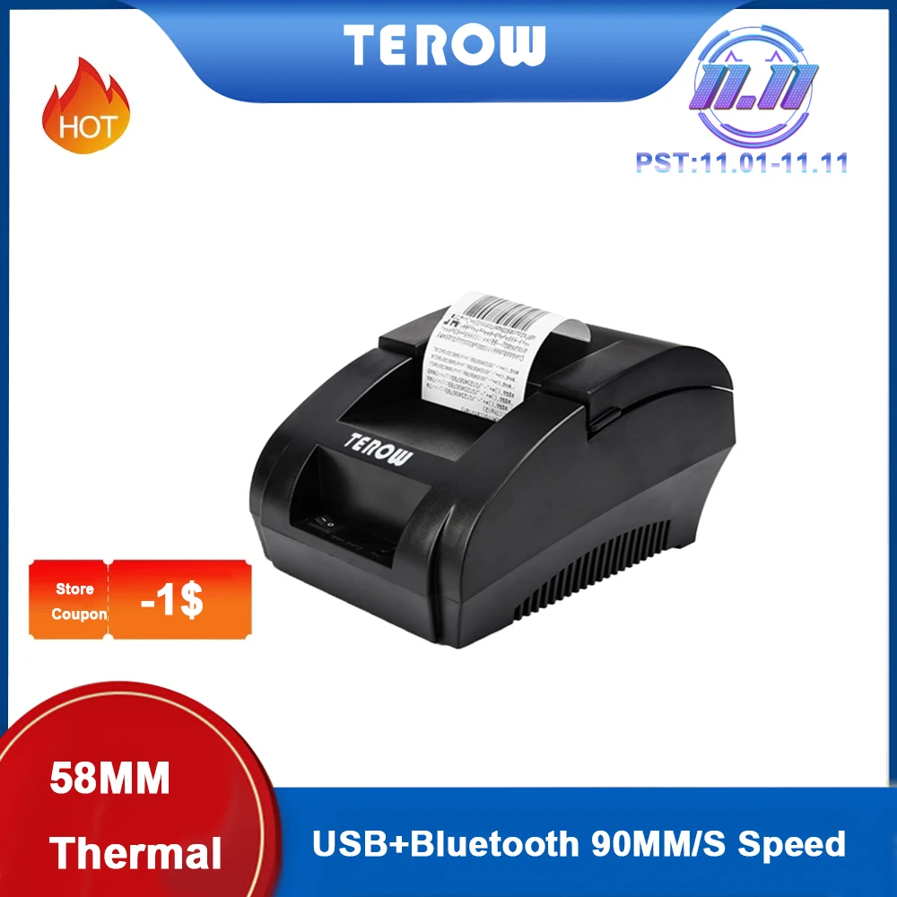 TEROW 5890K Thermal Receipt Printer POS Printer USB Paper Roll Port