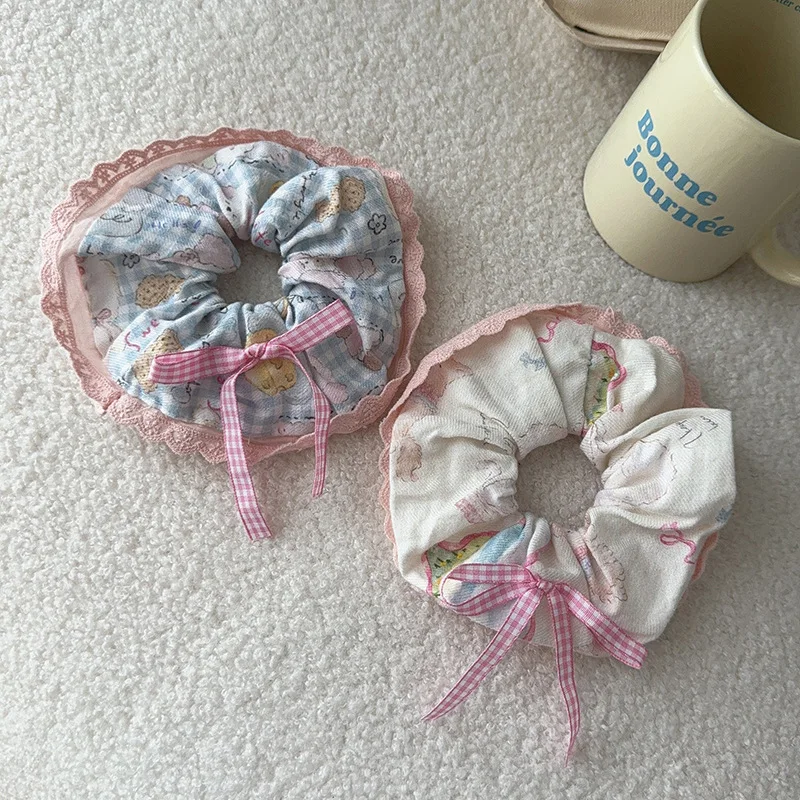 Damen Scrunchie Kopftuch Koreanischer süßer Stil Spaß Plaid Hund Katze Dreieck Schal Niedliche Spitze Stirnband Haarschmuck Kombination – Detail 18