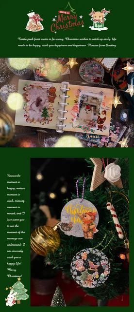 BINYOU 138 Pcs Christmas Scrapbooking Stickers Stationery Supplies