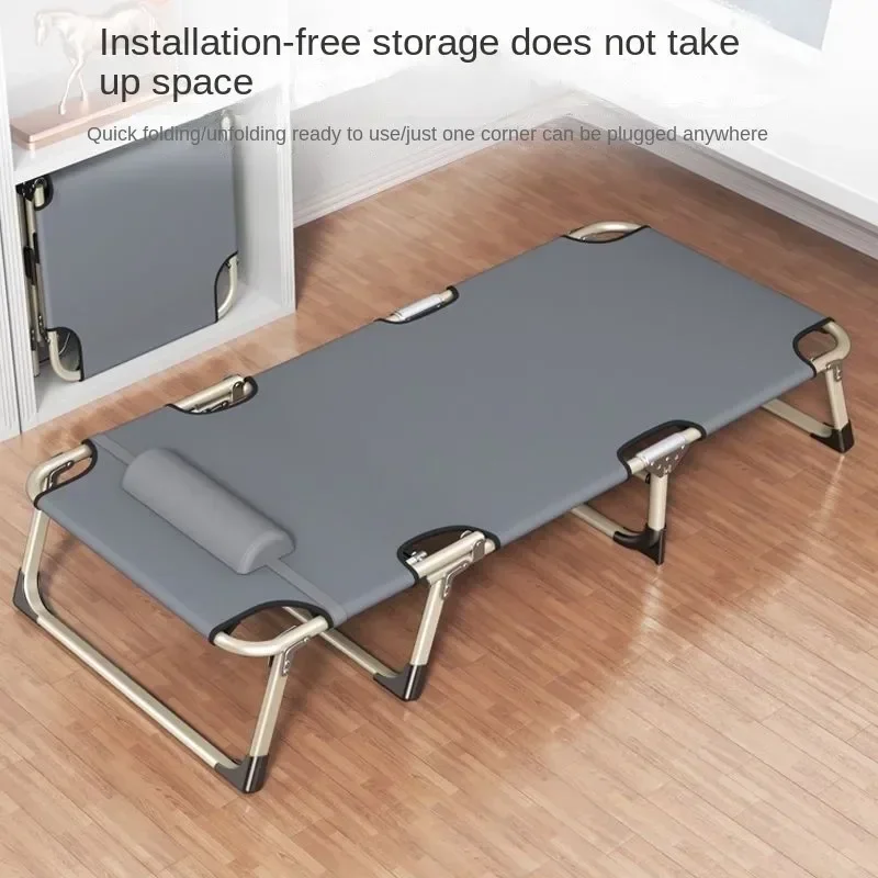 Rollaway Single Bed Home Simple Nap Bed Office Outdoor Nap Camp Bed Multi-Functional Recliner Chair Four Gears Adjustable