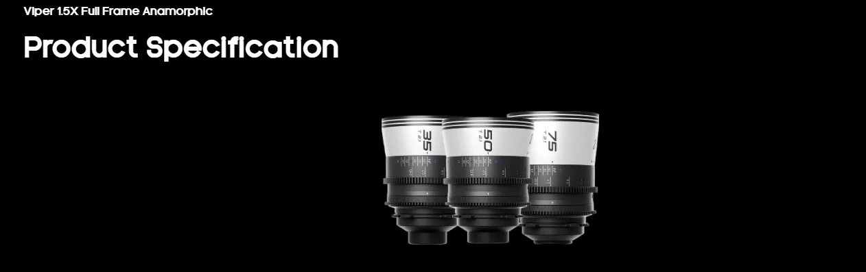 LENS 35mm 50mm 75mm Viper T2.1 Full-Frame 1.5x Anamorphic Silver Flares PL-mount