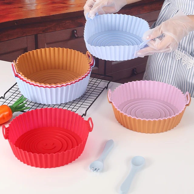 20cm Air Fryer Silicone Pot Baking Tray Pans Fried Chicken Silicone Mold  Basket✿
