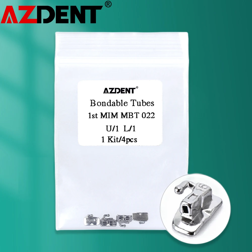 

1 Pack=4Pcs AZDENT Dental 1st Orthodontic Braces Buccal Tube Molar Bondable Monoblock Non-Convertible Single Roth/MBT 0.022