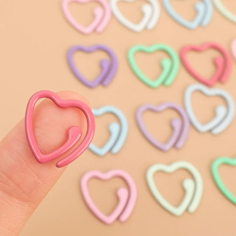 5/200x 스파이럴 메탈 페인트 스티치 마커 믹스 컬러 하트 모양 크로셰 마커 링 핸드메이드 DIY 뜨개질 버클