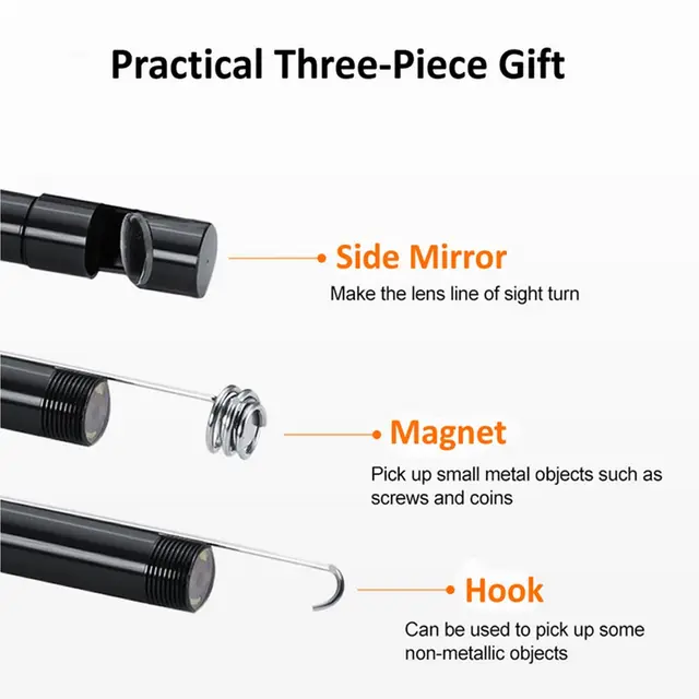 7.0MM TYPE-C Endoscope Camera IP67 Waterproof 6 LEDs Adjustable USB Android Flexible Inspection Borescope Cameras for Phone PC 6