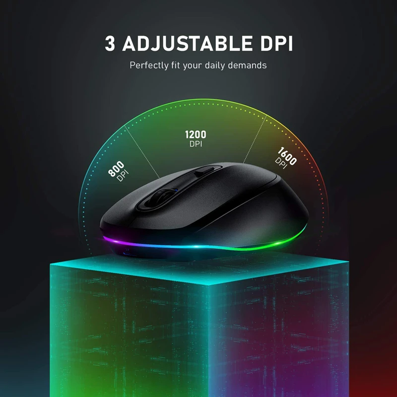 650mAh 충전식 배터리가 장착된 RGB 무선 마우스 인체공학적 광학 게이밍 마우스 노트북 PC 게임용 2.4G 무선 연결