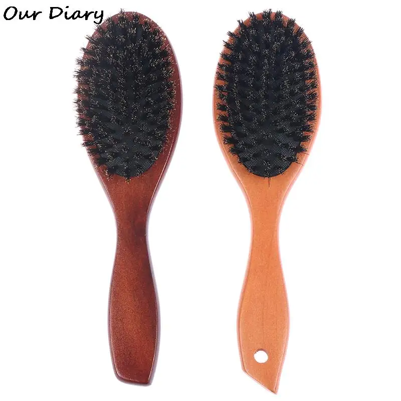 

1pc Brand New and High Quality Nature Hair Brush Wood Handle Boar Bristle Beard Brush Comb Detangling Straightenin