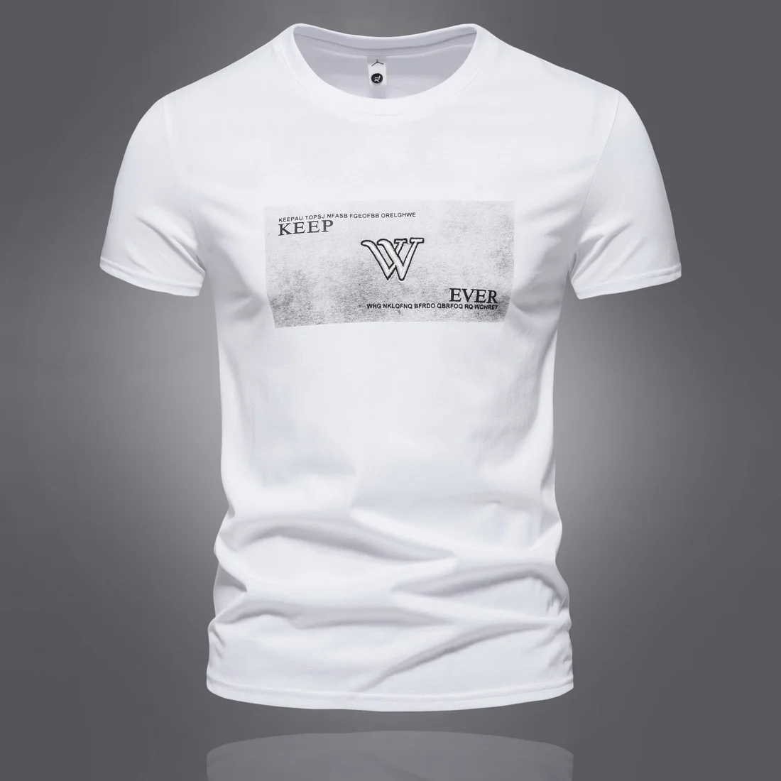 

Men Cotton Casual White T-Shirt Man Short Sleeve Tshirt