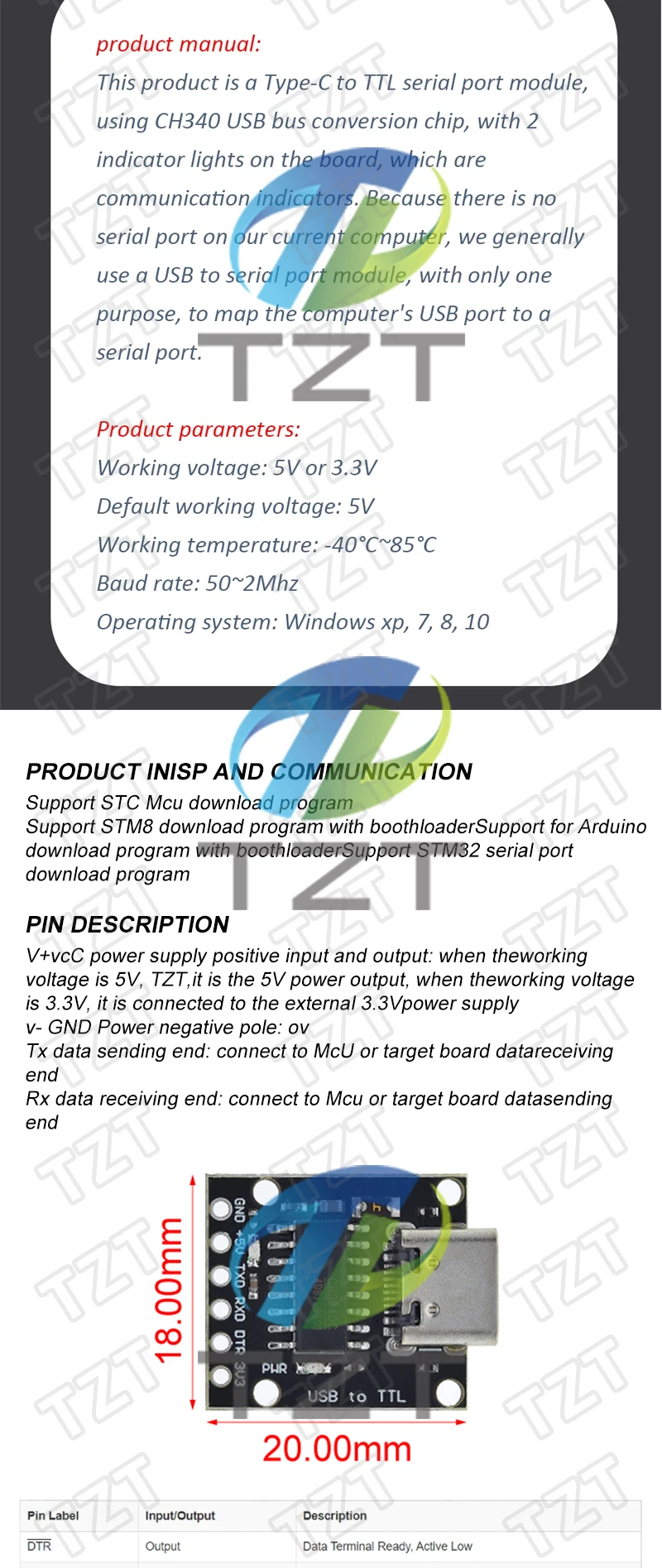 TZT 1/3PCS CH340N SOP8 USB zu TTL Modul Pro Mini Downloader Ersetzt CH340G CH340E CH340C CH9340 für Arduino ESP32 – Detail 3