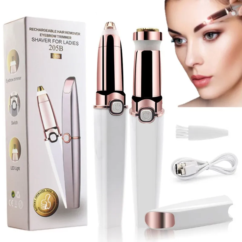 

2 In 1 Eyebrow Trimmer Facial Hair Remover Electric Razor Pubic Hair Bikini Shaver Painless Epilator for Face Peach Fuzz Lips