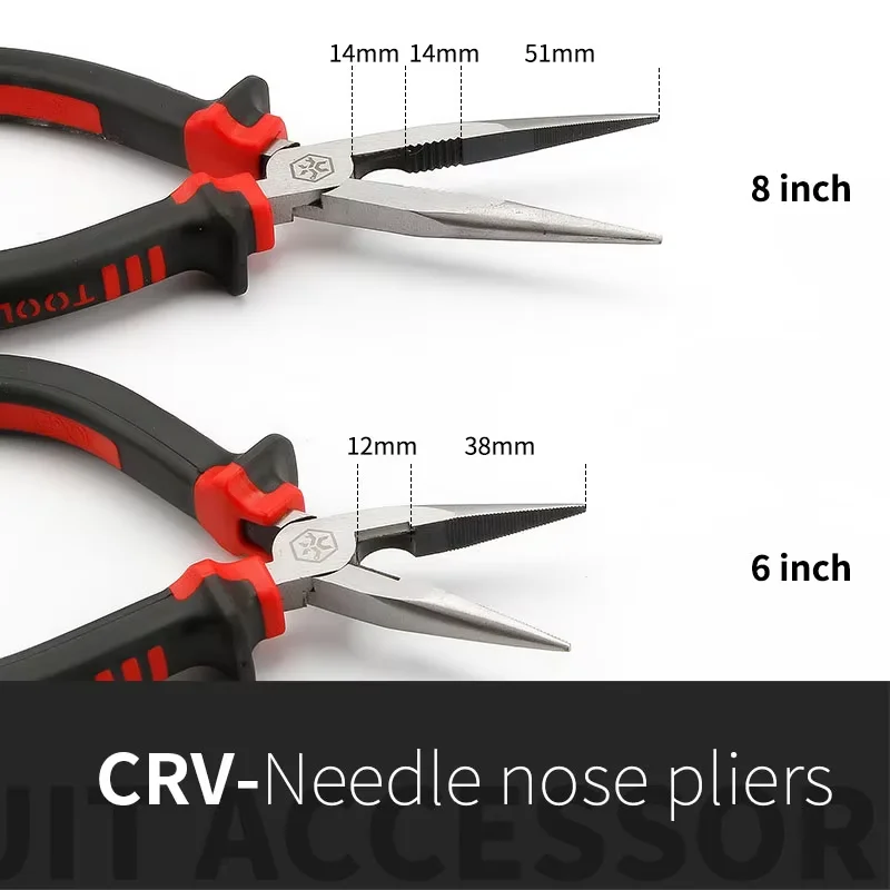 Crome Vanadium 6/8 Zoll Spitzzange 1 Stück Spitzzange Presswerkzeug Multi-Handwerkzeug mit doppeltem Griff – Detail 4