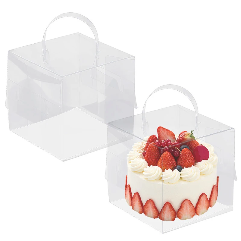 2/5PCS Clear Cake Packaging Box with Handle, Transparent Plastic Dessert Container, Cup... - SKU CCPB1902 - UGI Packaging