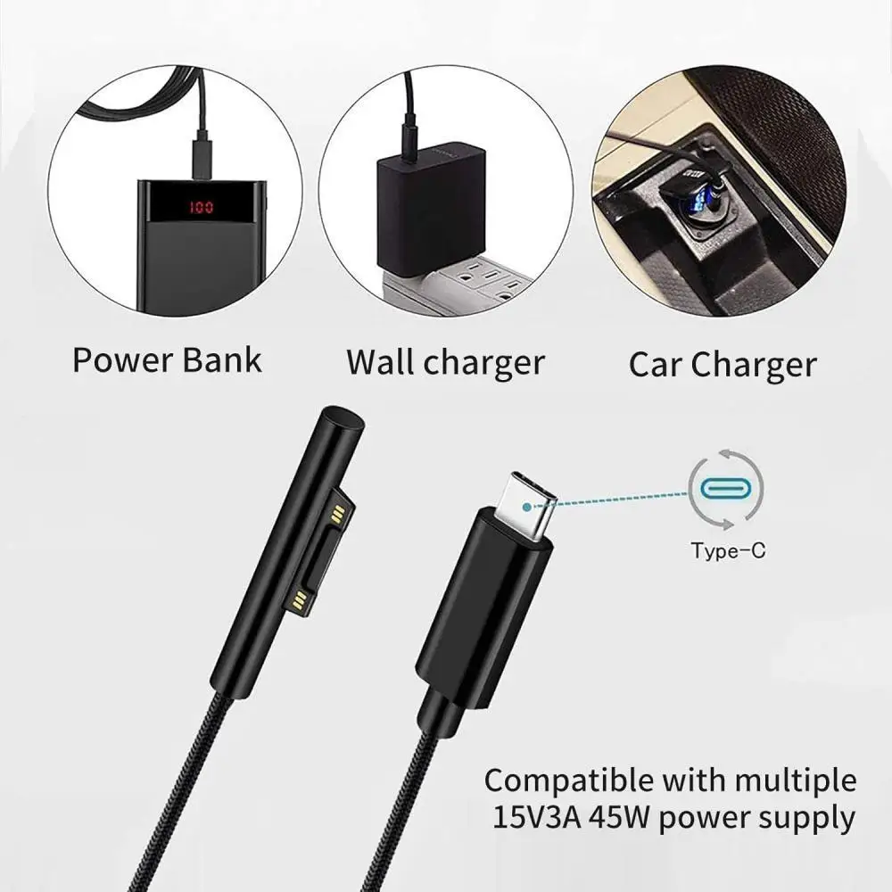 USB C Power Supply Charger Adapter 65W 15V 3A for Microsoft Surface Pro X 8 7 6 5 4 3 Type C PD Tablet Fast Charging Plug power adapter,power charger