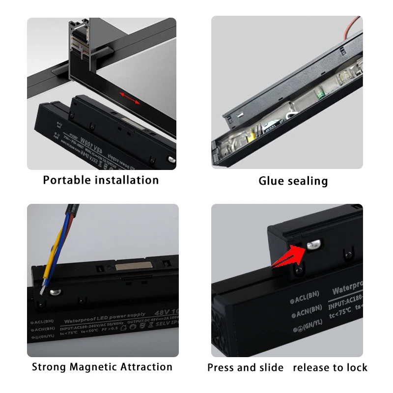 48V DC Power Supply Magnetic Track Light Accessories 180-265V 100W 200W Magnetic Track Light Power Supply