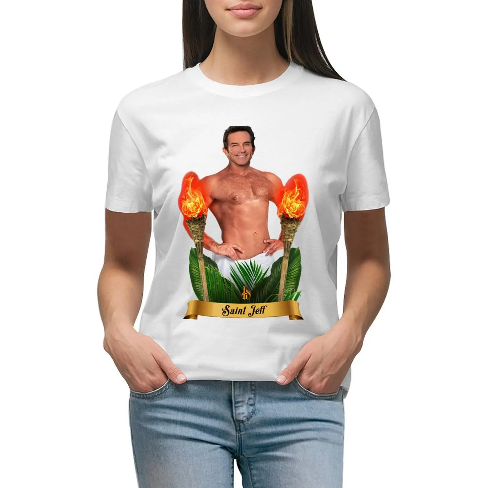 

Saint Jeff Probst Survivor Fan T-shirt summer clothes Short sleeve tee tshirts for Women