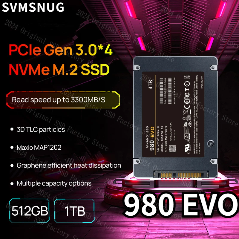 

980 EVO SSD NVMe 2230 2TB 1TB 512GB M.2 Ssd 2230 NVME PCIe For Surface Laptop3 4 Steam Deck Gaming Handheld Consoles PS5 Desktop