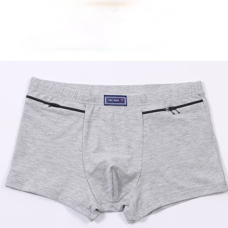 Men's Pockets Underwear Anti-theft Briefs Boxer Panties,two Zippers Pockets Cotton Underpants,mens Boxers Briefs,booty shorts 3