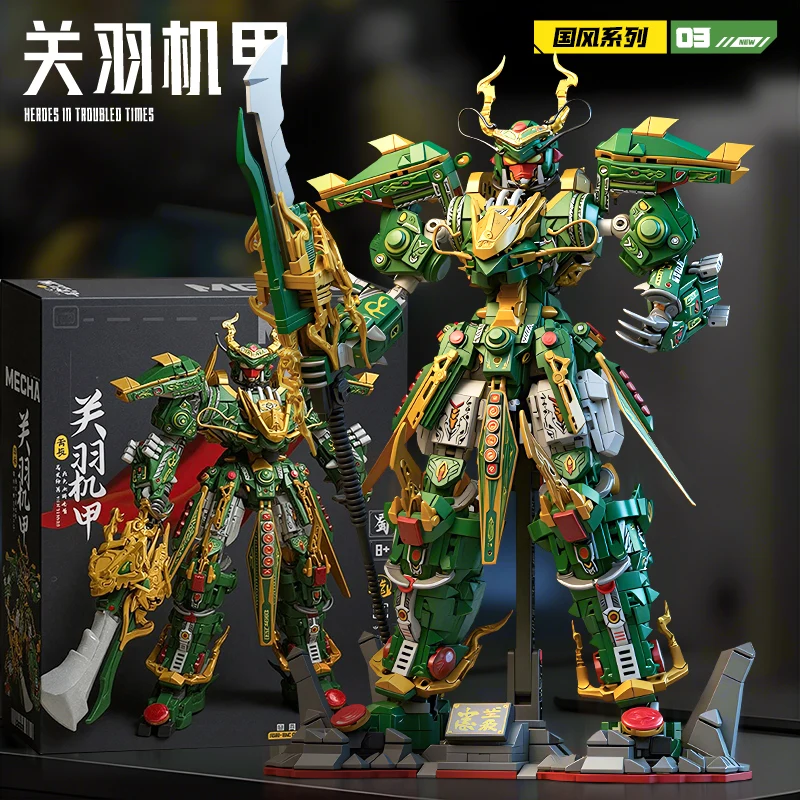 Big Superhero Mecha Building Blocks Green Dragon Robot Bricks DIY Construction F