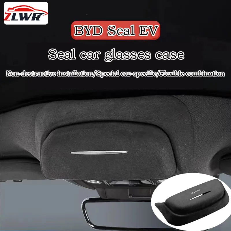 

ZLWR BYD Seal EV Car Glasses Case, Suede Material Multifunctional Car Glasses Case Car Interior Accessories Car Accessories