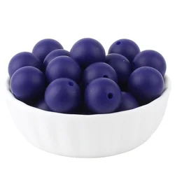 Silicone Beads - Round Decorative Set for Jewelry Making and DIY Crafts (20 Pieces) (Navy)